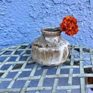 Vintage Small Ceramic Vase Neutral Glazes Organic 70s Pottery OOAK